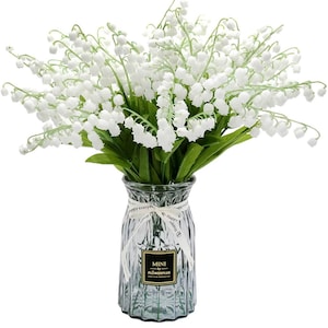 Tiges de muguet - Lys - Fleurs artificielles - Tiges florales - Bouquet de fleurs - Fleurs de lys artificielles -P