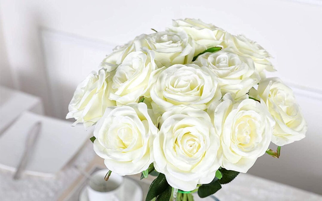 Rose Stems Realistic Silk Rose Stems Wedding Bouquet Etsy