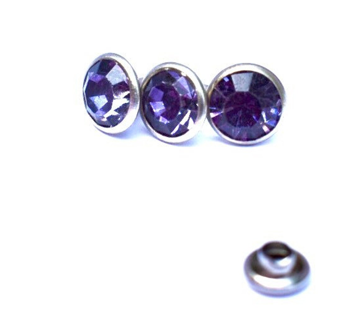 Purple Rivet Tanzanite Rhinestone Rivets - 4mm 6mm 8mm Purple Crystal Rivets - Gem ...