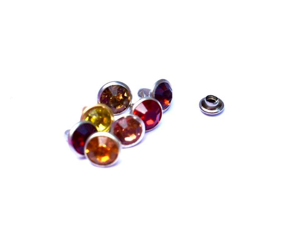 Gem Rivet Autumn Mix Crystal Rivets 50ct Rhinestone Rivets - 4mm 6mm 8mm Gray ...