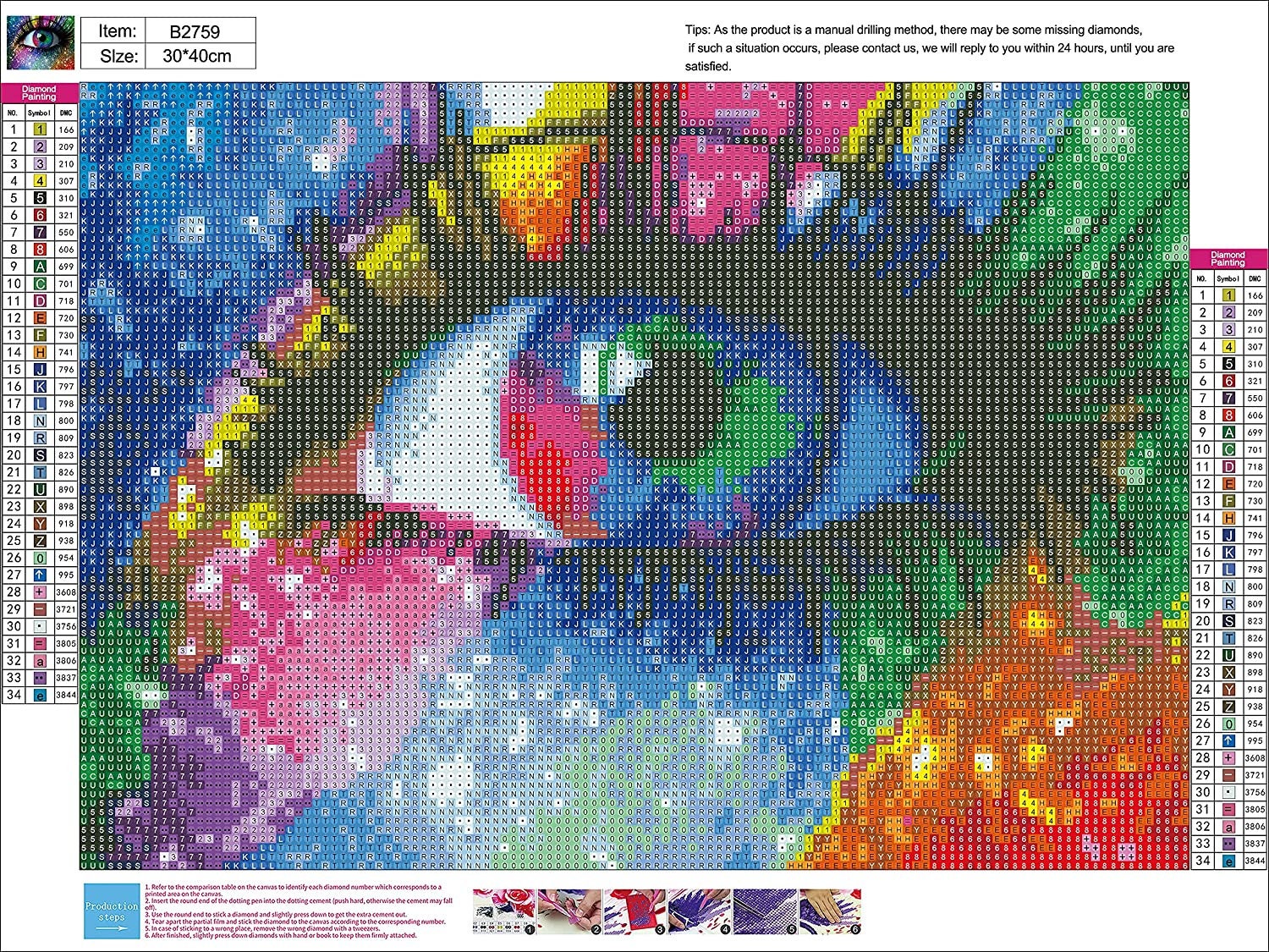 Diamond Art Kit 56pc Toolkit and Diamond Art Rainbow Eye Poster 