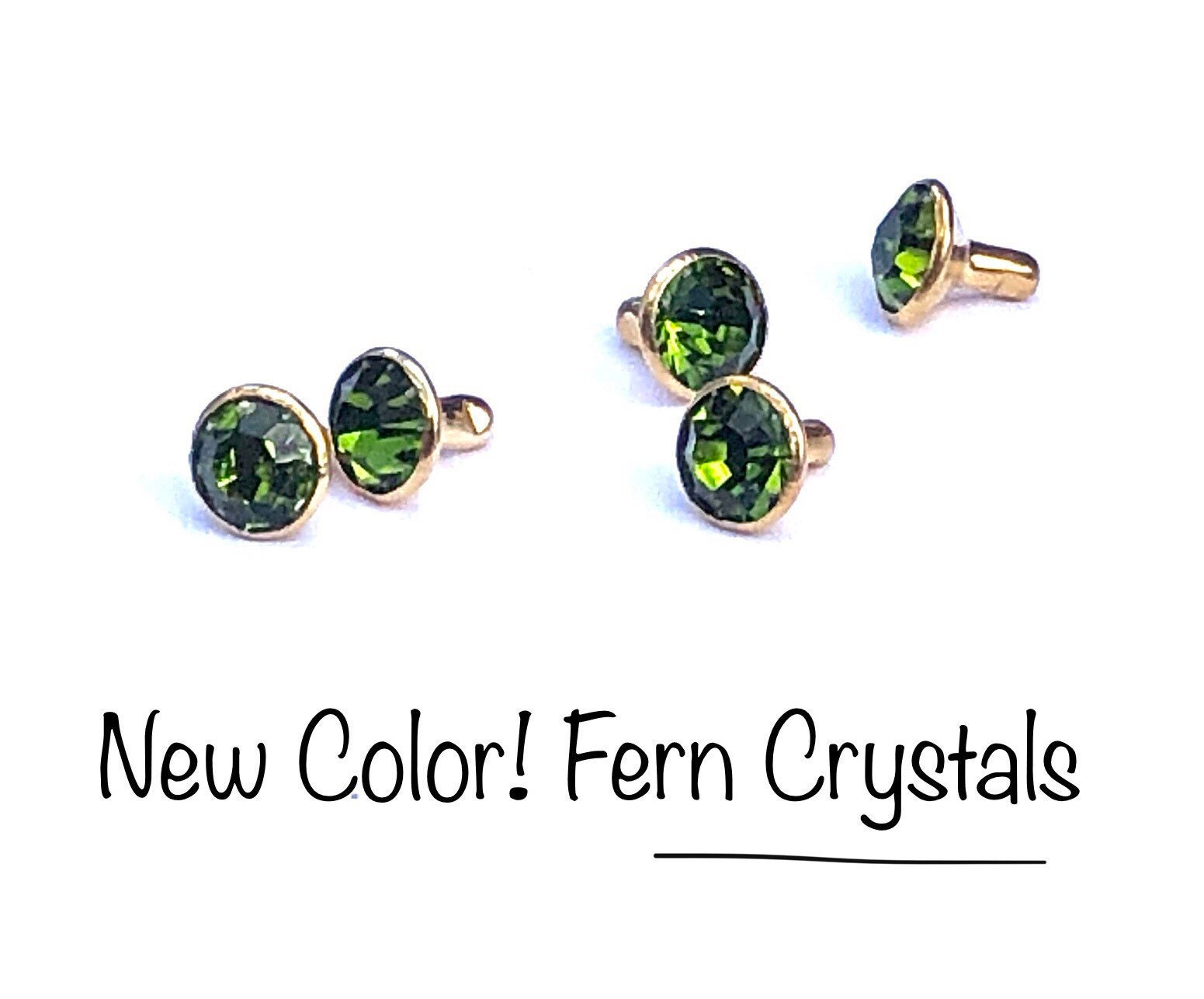 Fern Rhinestone Rivets 8mm Olive Green Crystal Rivets Gem - Etsy