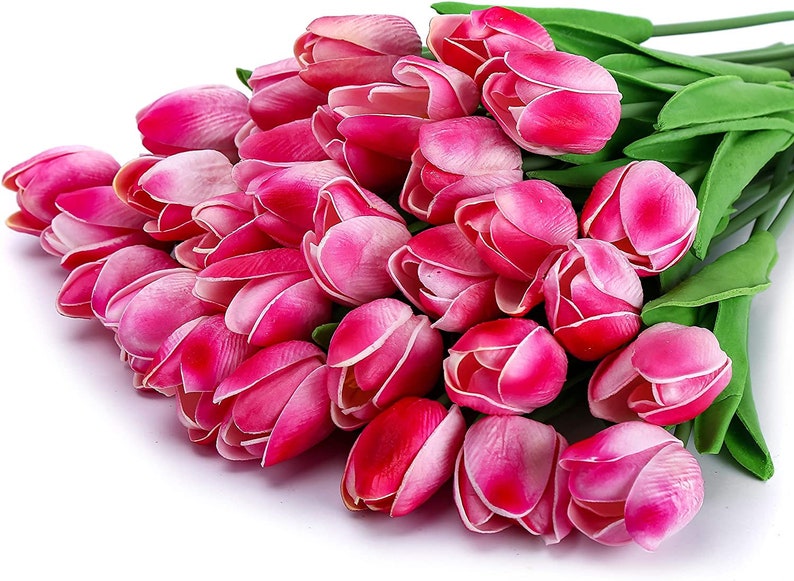 Tulip Flowers Tulips Real Touch Tulips Artificial Flowers Floral Stems Artificial Tulips P Double Pink