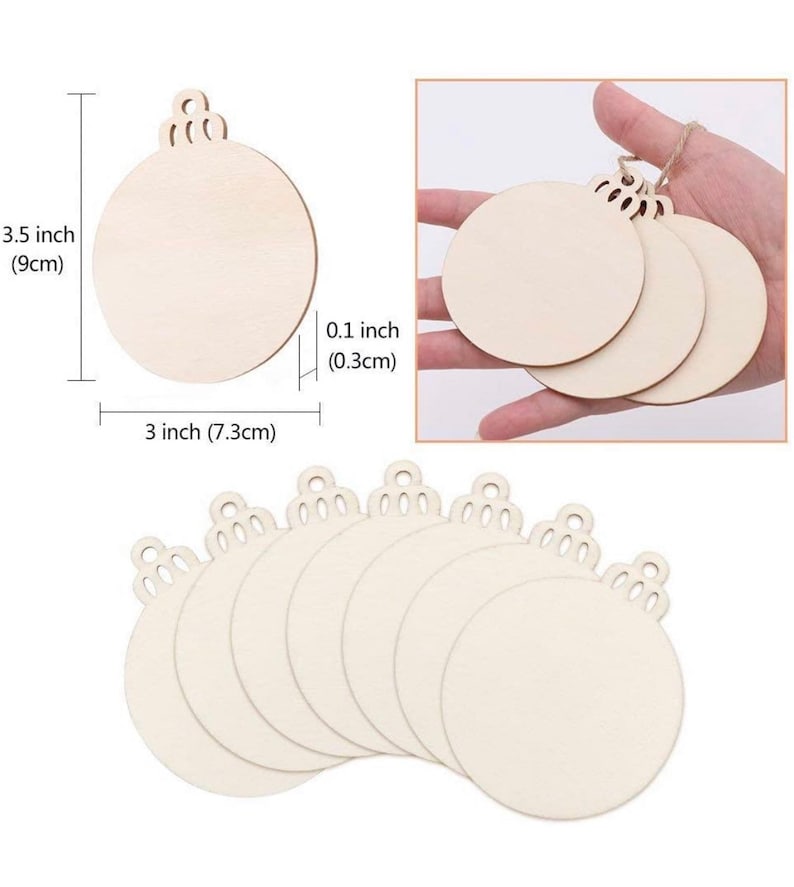 Wooden ornament blanks predrilled holes Great for Trees, Wreaths, Gifts, Decor, and Crafts 3.5 image 7