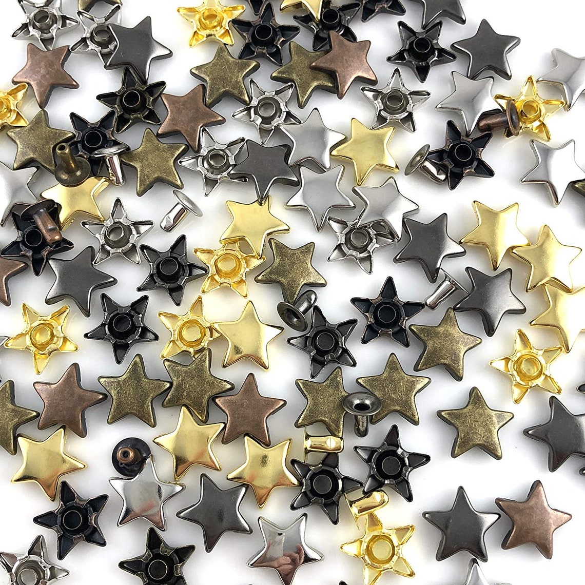 Star Rivet Kit - 200pc Star Shaped Rivets for Leather, Clothes, Vinyl ...