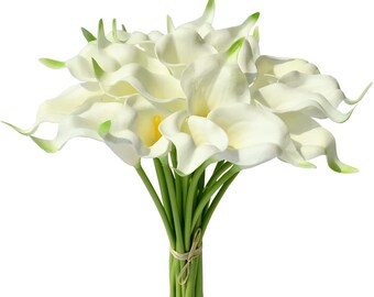 JEDAW Artificial Flowers Calla Lily Real Touch Fake Flowers for Bridal Wedding Home Party Garden Shop Office Decoration Lilies 20 Pcs Faux Flowers Yellow with Vase JEDAW Artificial Flowers Calla Lily Real Touch Fake Flowers for Bridal Wedding Home Party Garden Shop Office Decoration Lilies 20 Pcs Faux Flowers Yellow with Vase