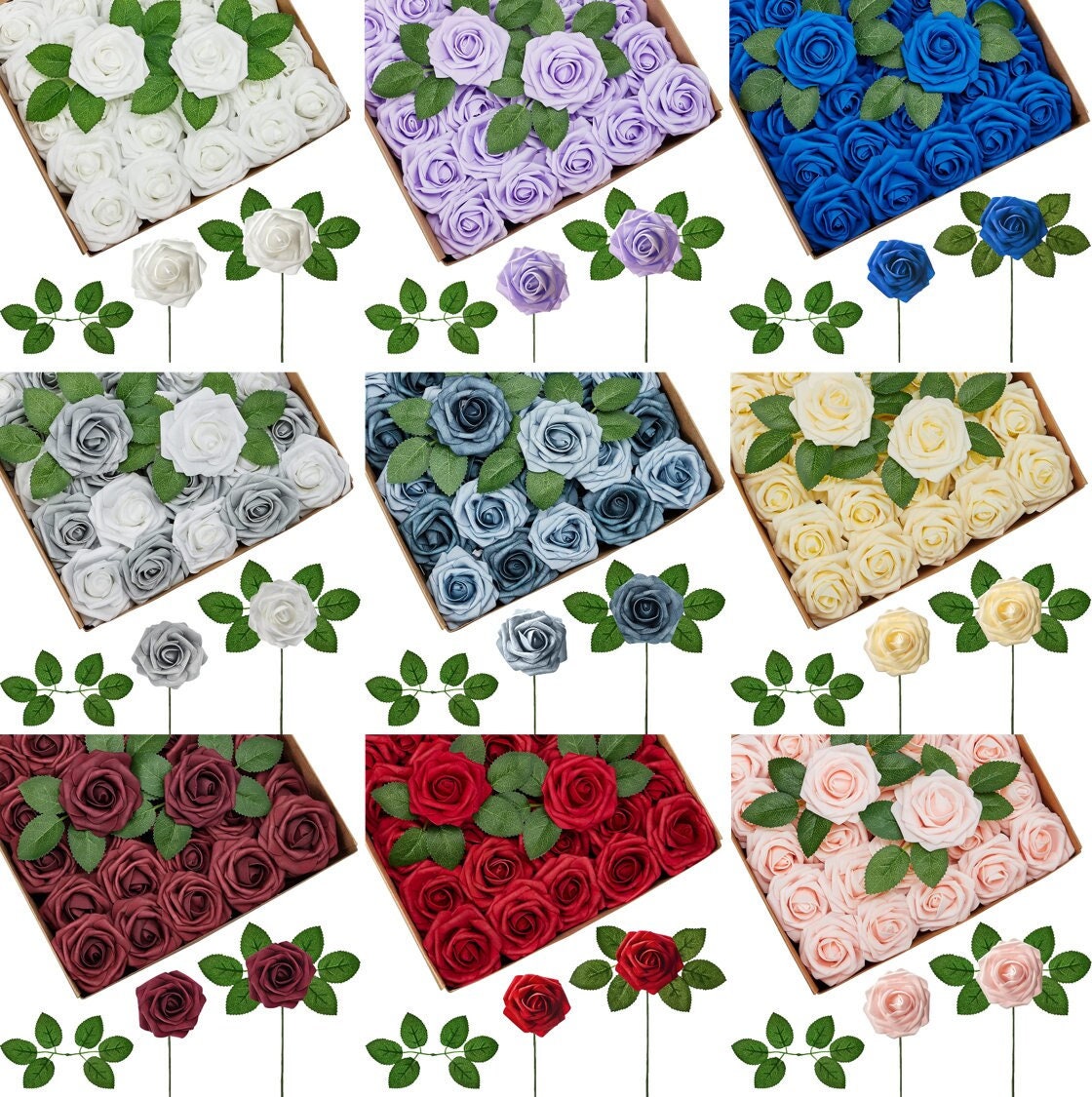 Artificial Roses - 50ct Latex Foam Roses With Wire Stem Artificial Roses - 50ct Latex Foam Roses With Wire Stem