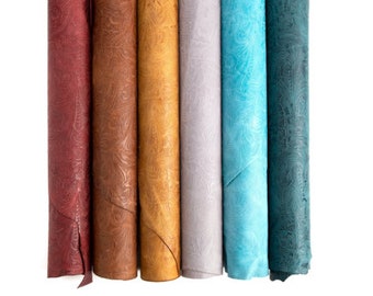 Floral Embossed Designer Leather - Genuine Leather - Wholesale Leather 3-5oz -P