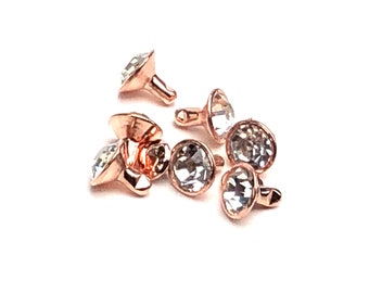 8mm Rose Gold Crystal Rivets -25