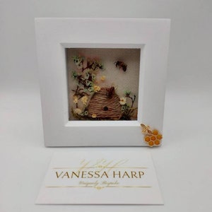 White Deep Shadow Box Frame &#39;Hurry Honey&#39; Honeybee Hive Entomology Handmade