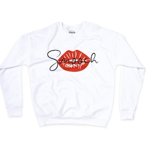 Trendy Red Lip Print Sweater