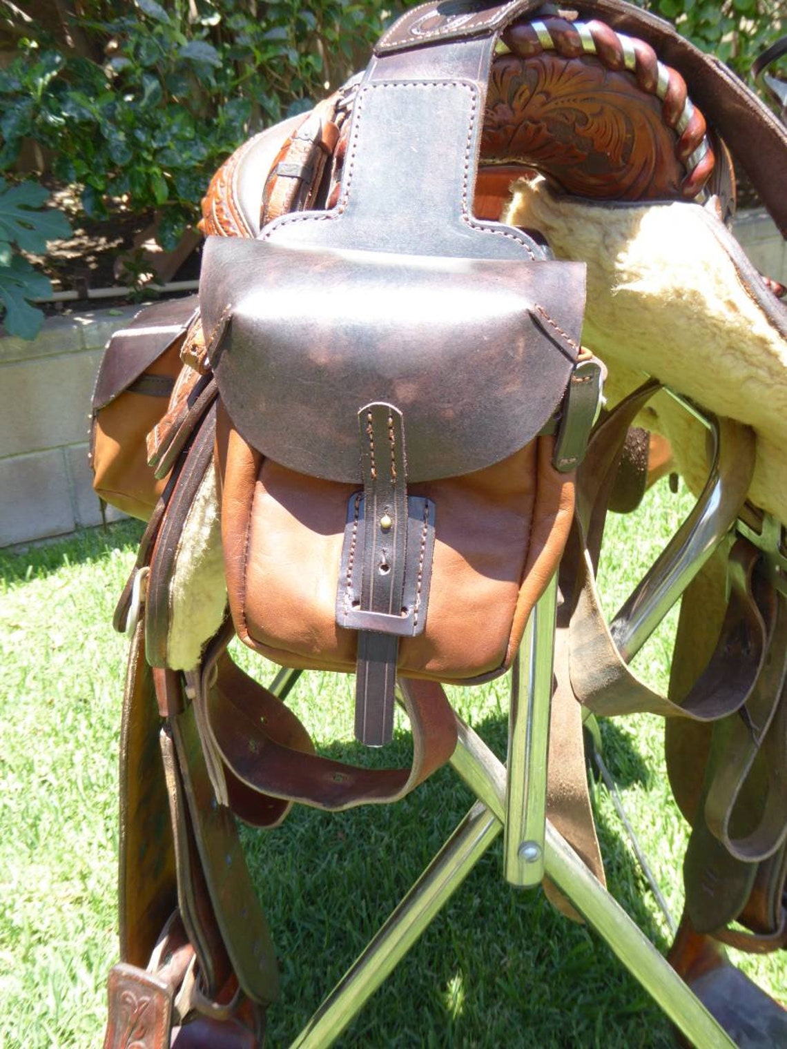 Leather Saddle Bags and Adjustable Drink Holder Pommel Bags Etsy