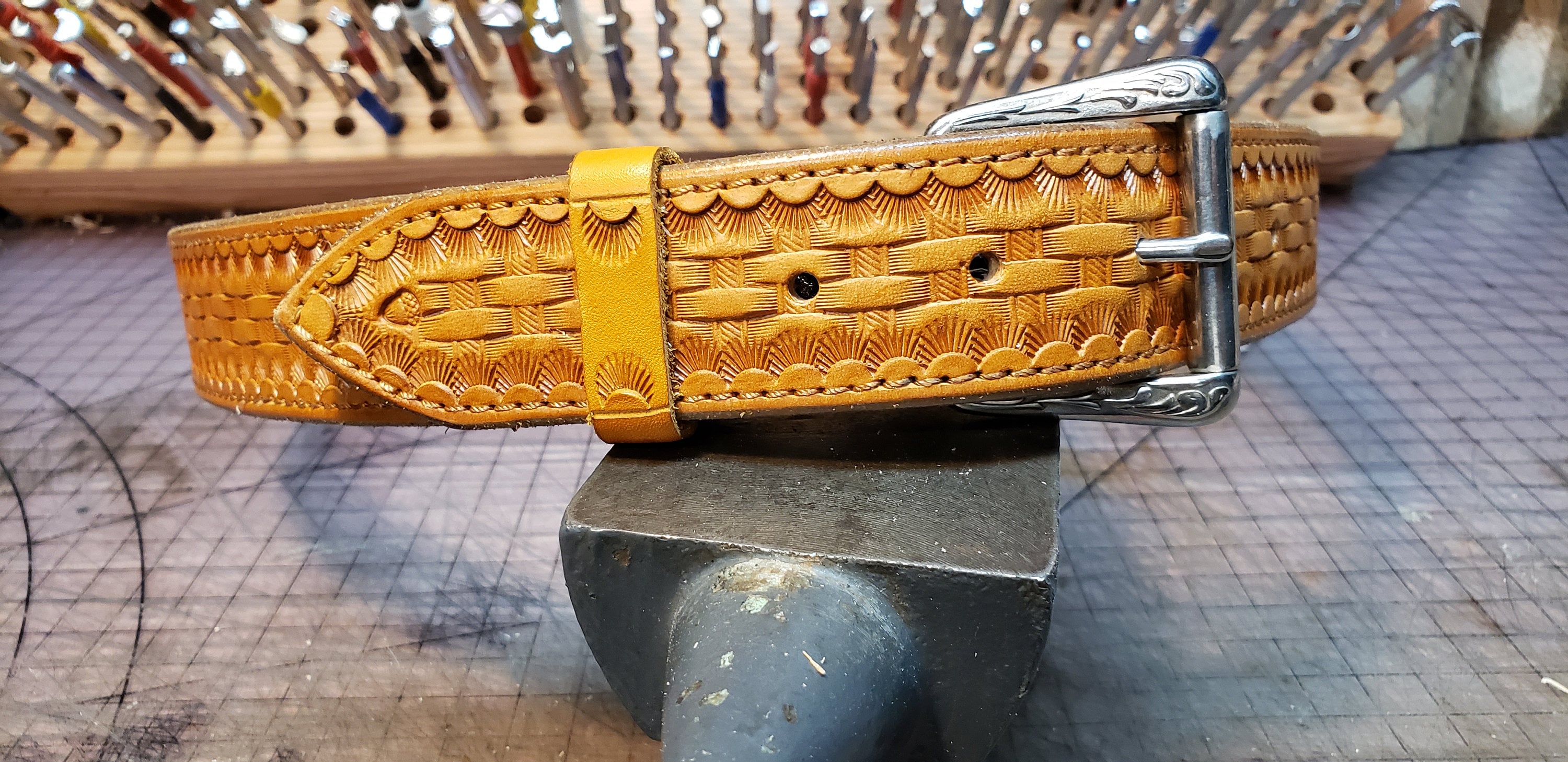 Basket Weave Western Belt 1 1/2 Etsy