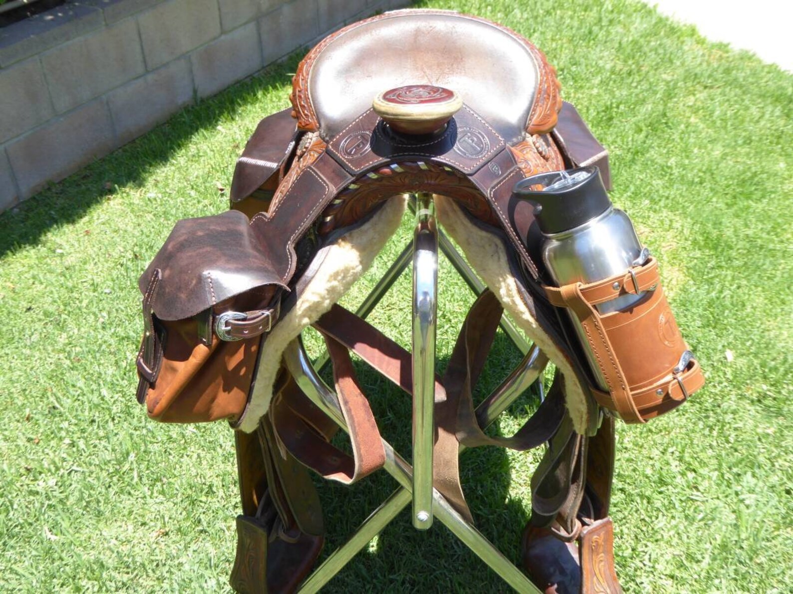 Leather Saddle Bags and Adjustable Drink Holder Pommel Bags Etsy