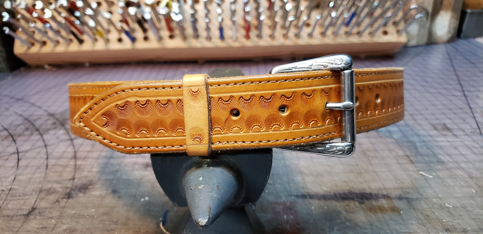 Powder River Belt, Leather Belt, Western Belt, Hand Tooled Belt