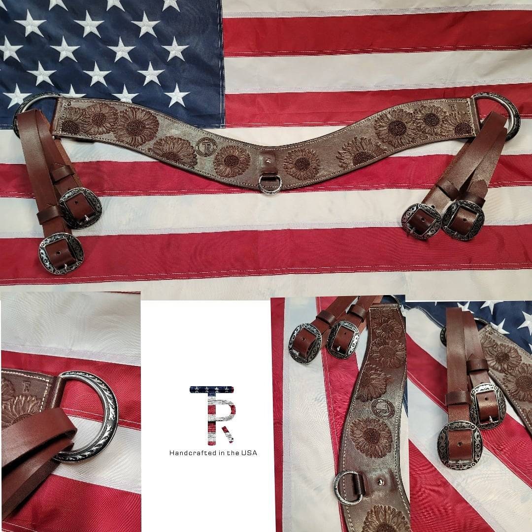 Tripping Collar Breast Collar Sunflower Handtooled Etsy