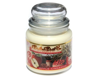 Apple Cinnamon  Beeswax Candle - 16 oz Ounce - 40 Hour Burn Time - Beeswax Candle Made in USA