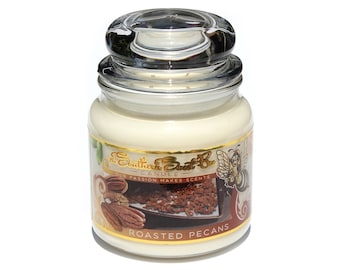 Roasted Pecans Beeswax Candle - 16 oz Ounce - 40 Hour Burn Time - Beeswax Candle Made in USA