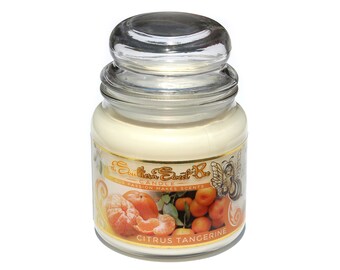 Citrus Tangerine  Beeswax Candle - 16 oz Ounce - 40 Hour Burn Time - Beeswax Candle Made in USA