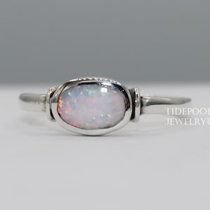 simple bezel opal ring Sterling Silver Promise Ring 925 Silver Ring turquoise ring Dainty Ring solitaire ring Oval shaped Opal ring