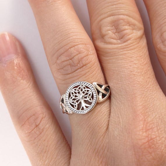 stacking ring nature ring Tree of life ring dainty ring sterling silver ring
