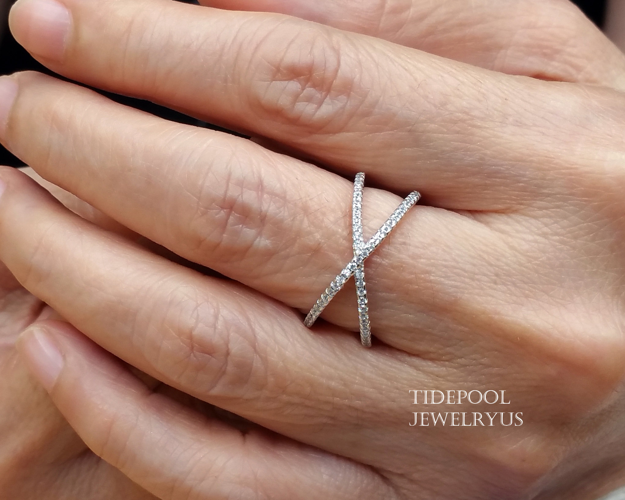 Sterling Silver X Shaped Ring Criss Cross Ring Round Etsy