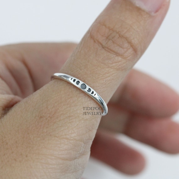 Sterling Silver Small Moon Phase Ring Thumb Ring Moon Phase