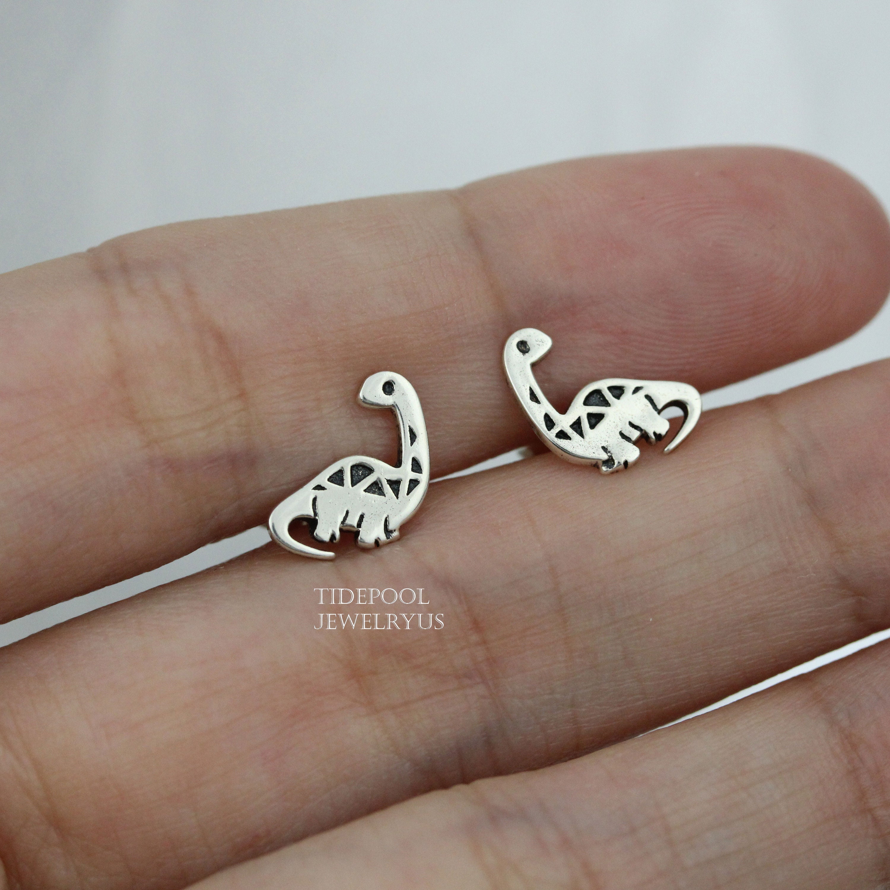 Silver 2024 dinosaur earrings