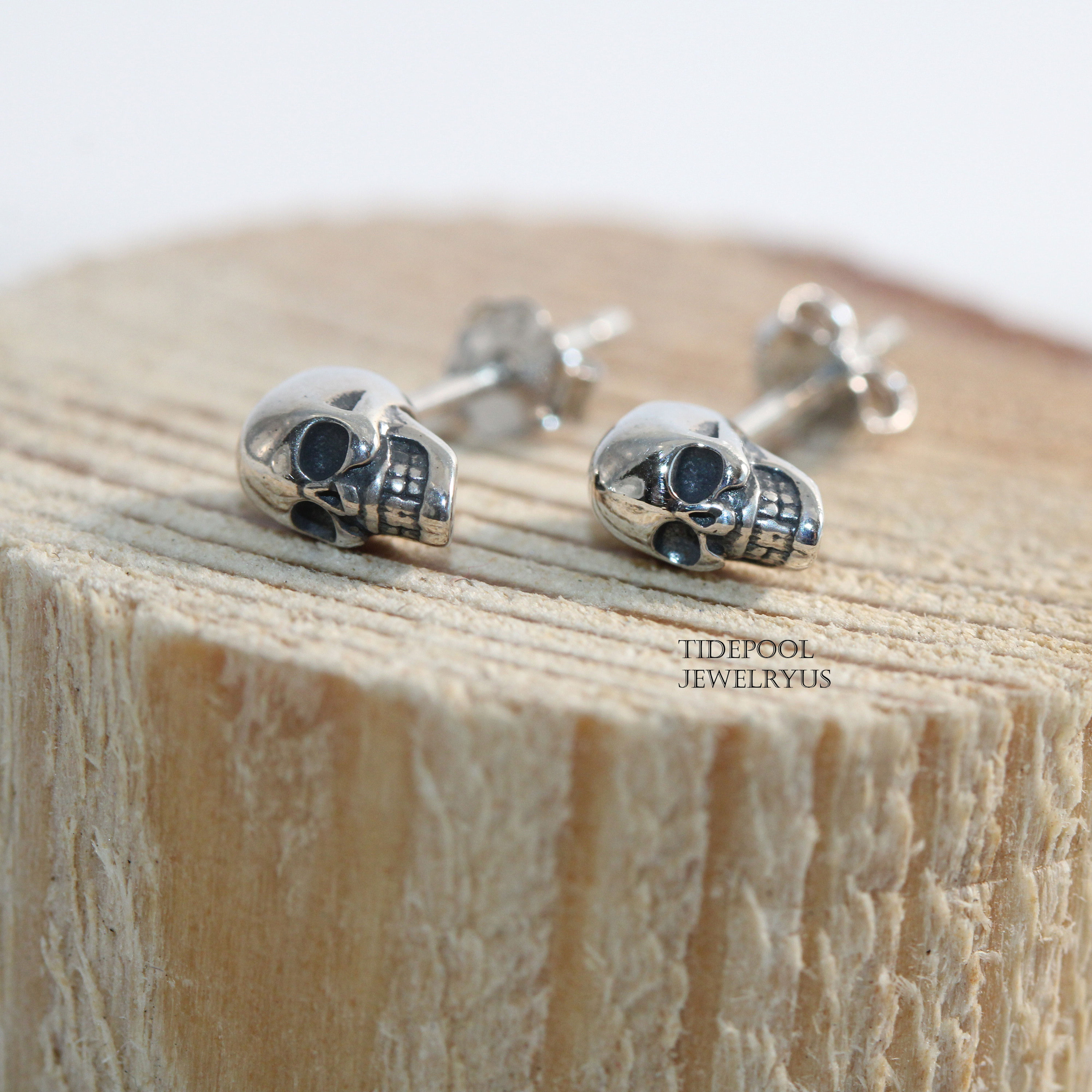 Sterling Silver Skull Stud Earrings Small Stud Earrings Skull