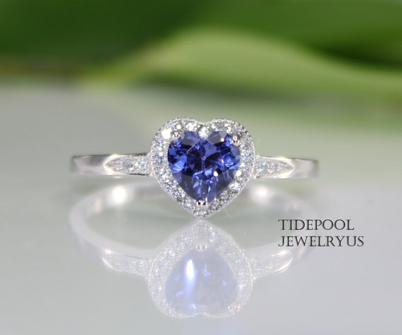 Heart Shape Tanzanite Sterling Silver Ring Heart Ring Simple