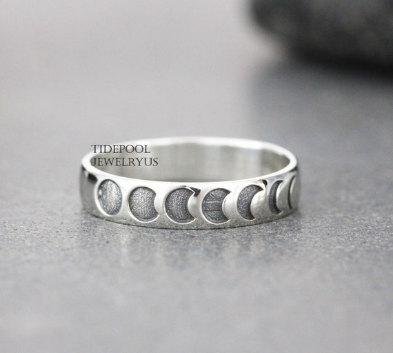 Sterling Silver Moon Phase Ring Moon Phase Thumb Ring Stacking