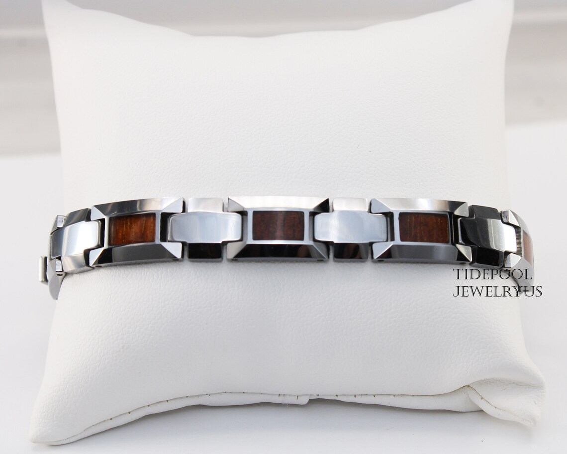 Tungsten Bracelet Koa Wood Hawaiian Inlay Men Bracelet Etsy