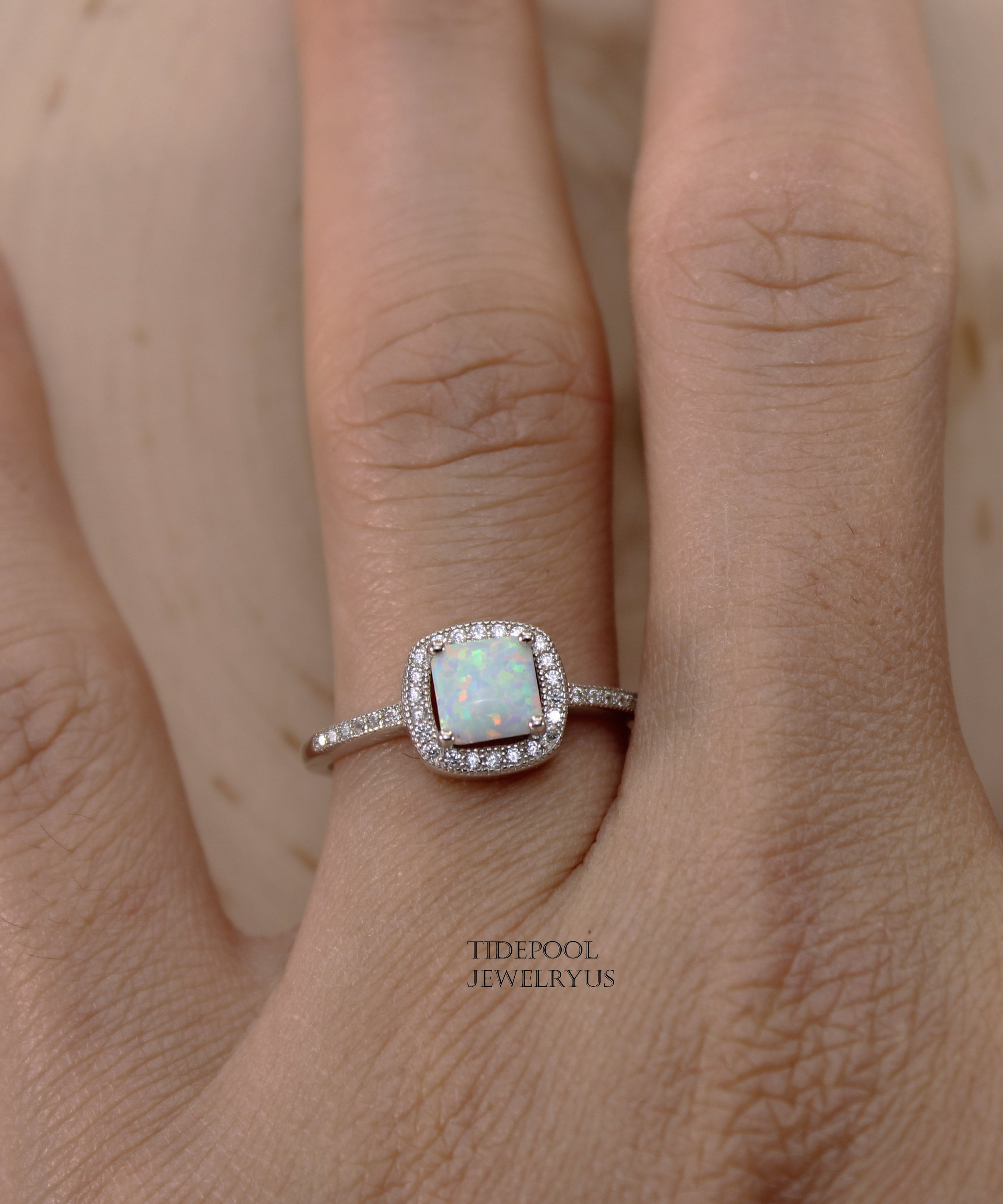 Square opal engagement rings deals