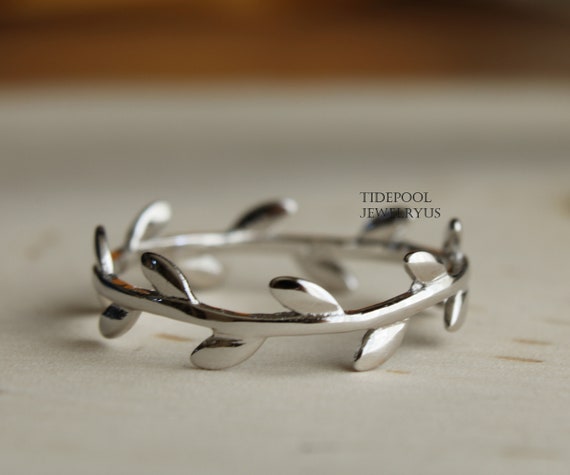 Dainty Leaf Ring Sterling Silver 925 Olive Leaf Band Ring Etsy