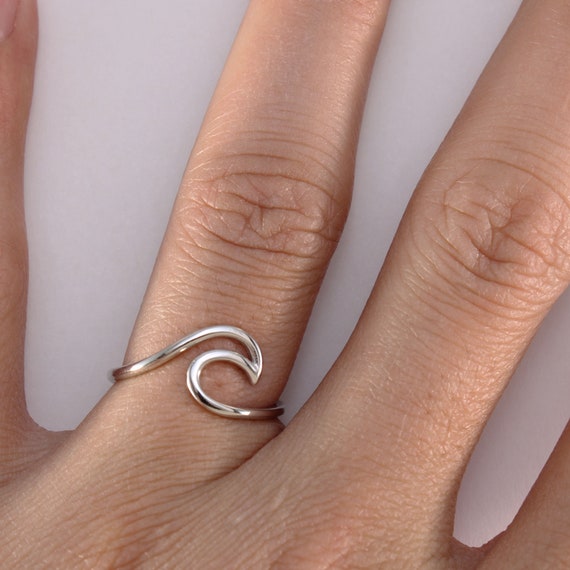 Dainty Wave Ring Sterling Silver Beach Jewelry Wave Ring Wave