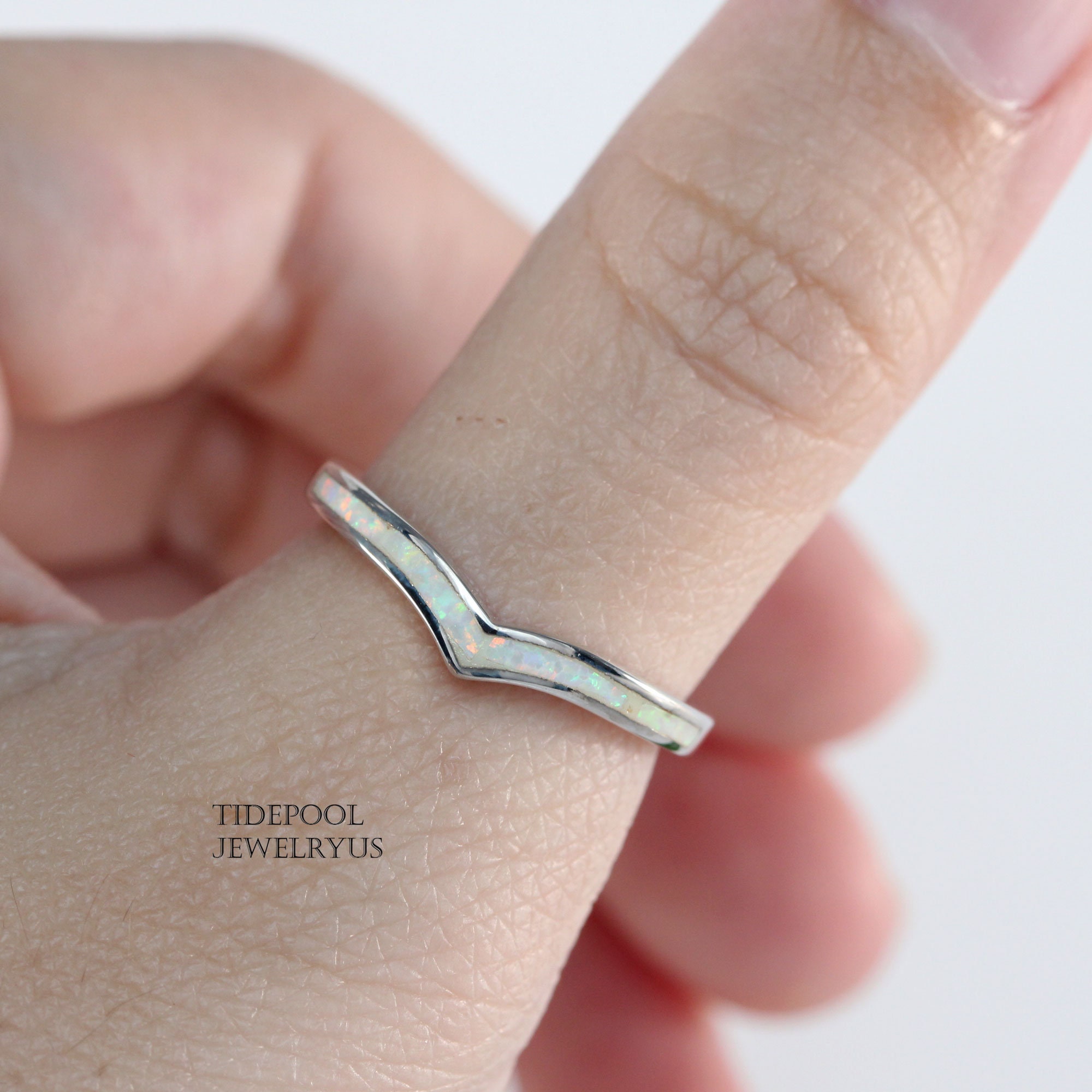 Sterling Silver Wishbone Opal Ring Opal Thumb Ring Wedding Ring