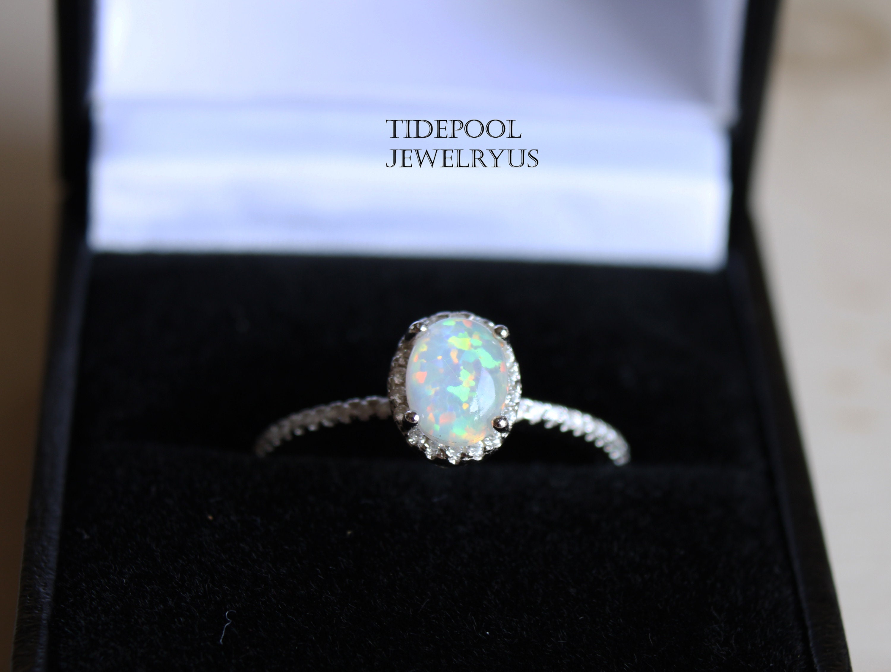 Details about   White or Moon Blue Fire Opal Oval with Round Sterling Silver Ring 