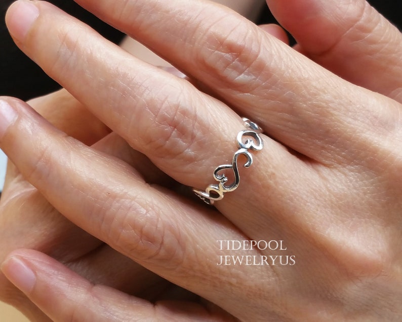 Promise Ring Dainty band Ring Twisted Ring Infinity For Her Infinity heart band Ring Friendship Ring Sterling Silver 925 thumb Ring