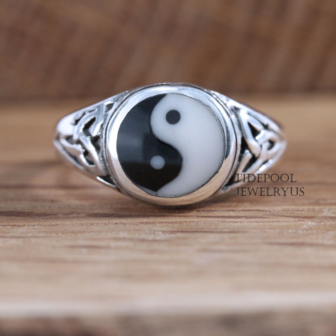 Sterling Silver Yin Yang Ring, Statement Ring, Circle Yin Yang Ring Etsy