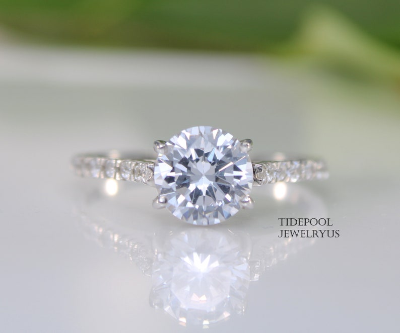 Round shape CZ diamond Ring mother Gift for her wedding engagement ring Sterling silver Cubic zirconia Solitaire Ring