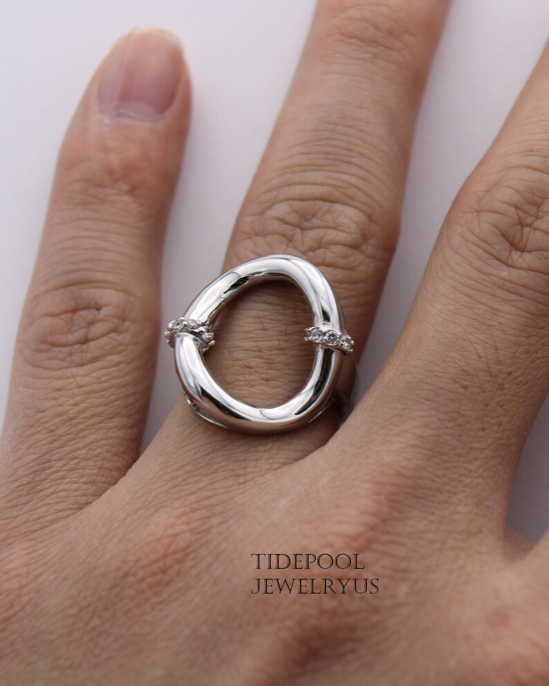 Sterling Silver Statement Ring Karma Circle Ring Big Open Etsy