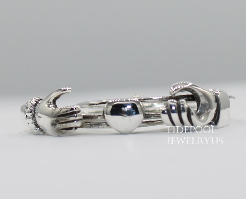 Romantic Gift for her Puzzle Ring Vintage Celtic Irish Open Hand Ring Friendship Mother Engagement ring Sterling Silver claddagh Ring