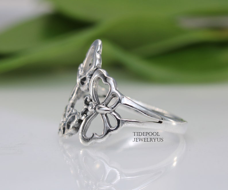 Sterling Silver Butterfly Ring statement ring Family butterfly Ring