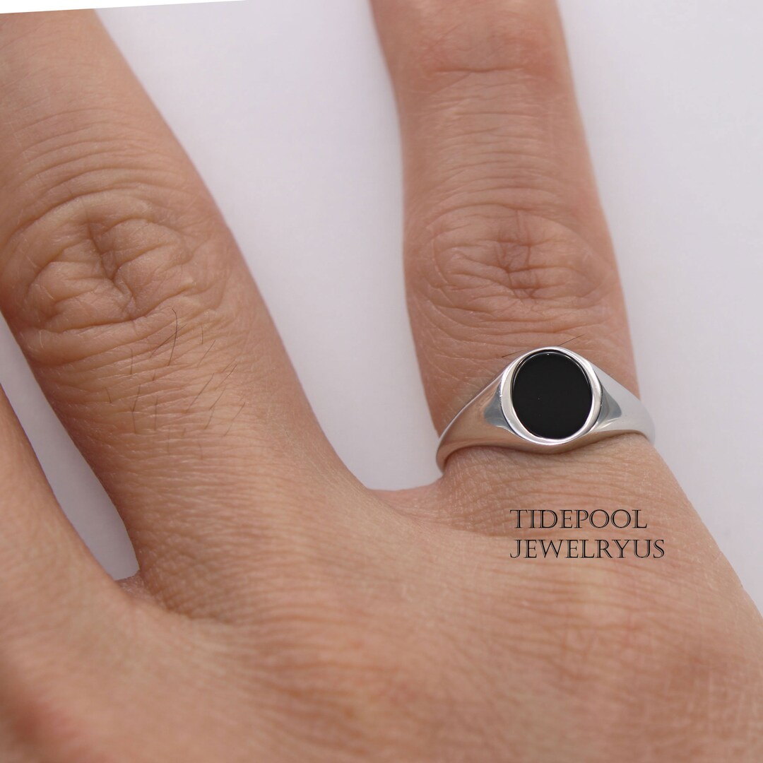 Sterling Silver Black Ring, Ring, Classic Ring, Silver