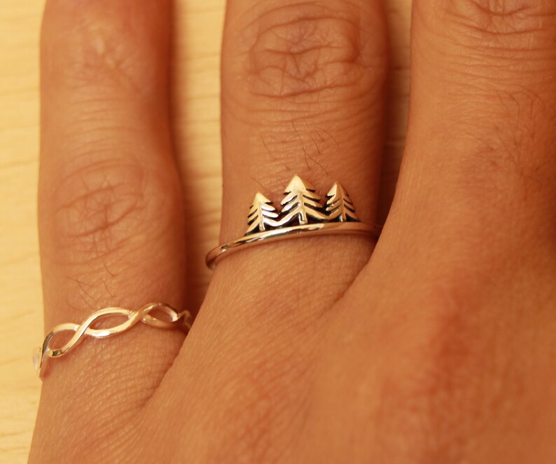Sterling Silver Dainty Forest Ring Tree Ring Mountain Forest Etsy