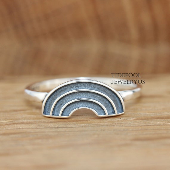 Sterling Silver Rainbow Ring Rainbow Thumb Ring Pinky Ring
