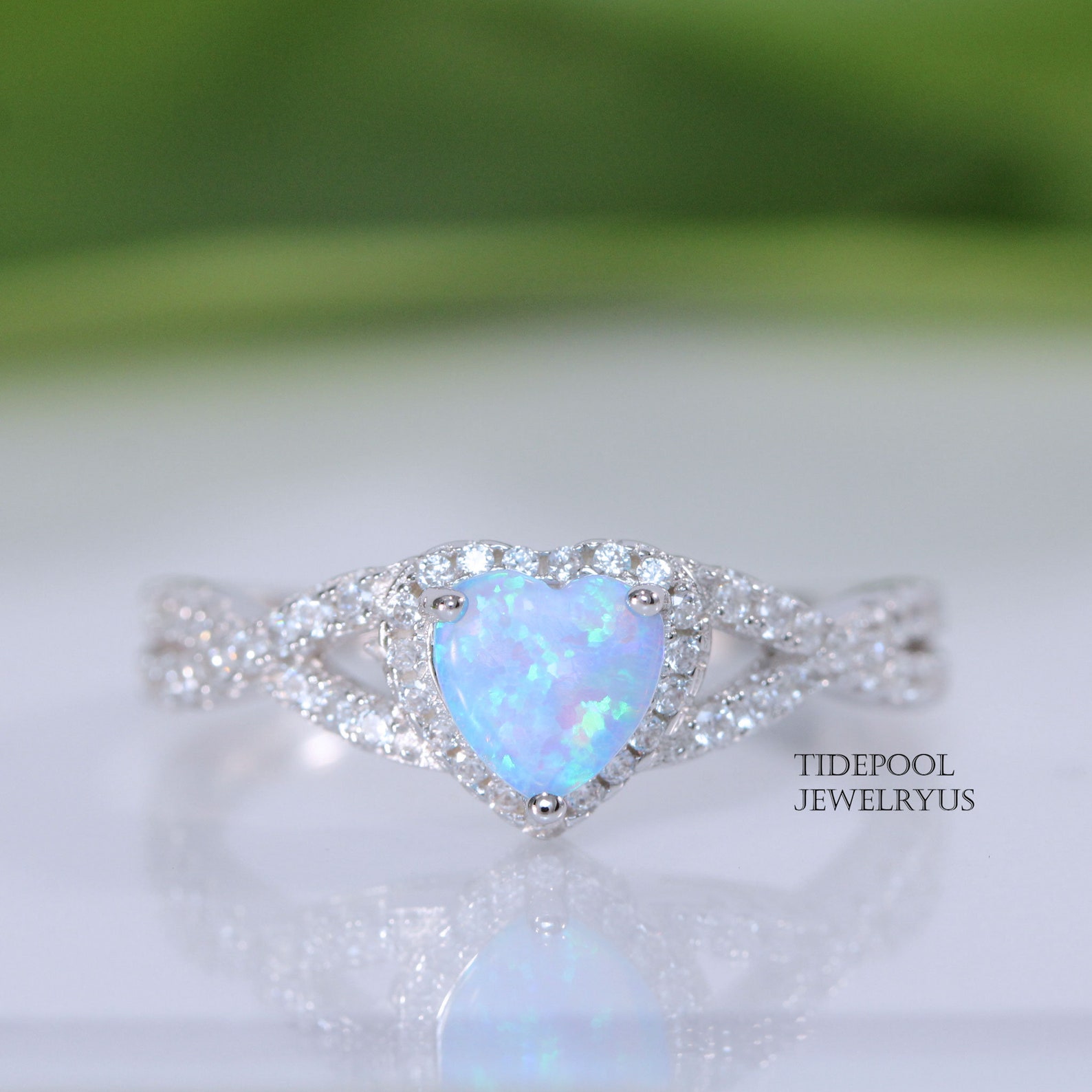 Sterling Silver Blue Opal Heart Ring Opal Braid Ring Gift Etsy