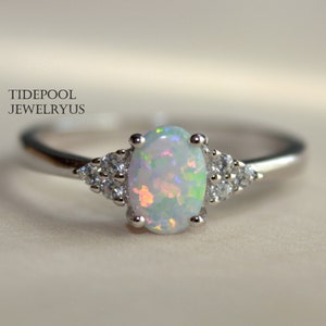 simple bezel opal ring Sterling Silver Promise Ring 925 Silver Ring turquoise ring Dainty Ring solitaire ring Oval shaped Opal ring