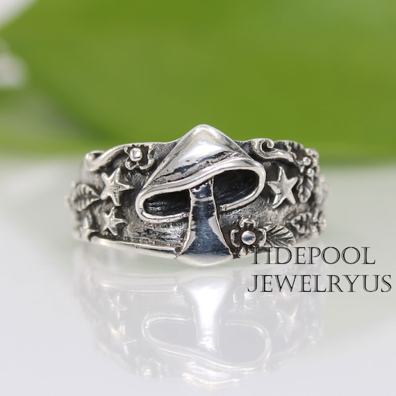 Vintage sterling silver mushroom ring deals