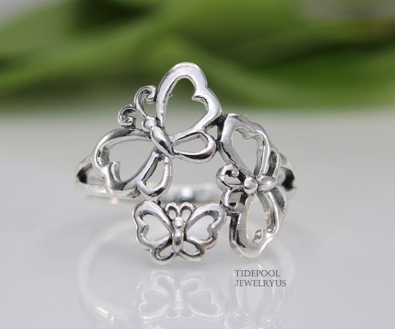 Sterling Silver Butterfly Ring statement ring Family butterfly Ring